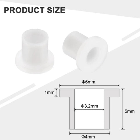 Heavy Duty Nylon Flanged Sleeve Bearing Bushing Self Lubricating Plastic Plain Journal Rod End Hardware size diagram with dimensions.