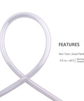 Clear PVC Tubing One Quarter Inch ID Three Eighth Inch OD Ten Feet Food Grade Flexible Vinyl Hose looped with temperature features shown