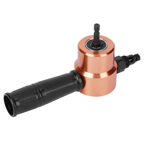 Heavy Duty Electric Nibbler Tool For Thin Metal Sheets, Steel, And Aluminum. Dual head drill accessory with compact design.