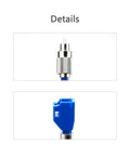 Top view of FC Male To LC Female Hybrid Fiber Optic Connector Adapter For Optical Power Meters and Visual Fault Locators, blue, zirconia sleeve.