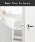 4 Pack Strong Magnetic Door Catch Set for Closet and French Doors, silver hardware shown in top mounting position, close-up view