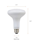 LED BR30 Flood Light Bulb 65W Equivalent Energy Saving 9W Dimmable Frosted Finish with dimensions displayed