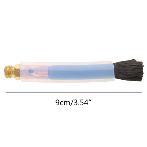 Copper Head Weld Brushes For Weld Seam Bead Polishing And Joint Cleaning Aluminum Passivation And Pickling Electrolytic Cleaning Acid Scrubbing Carbon Fiber Brush Heads 6 8 10 mm Shank Size Set For Pro Grade Welding Tools; side view of brush showing 3.54 inch length