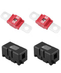 Rock Solid 2 Pack of 50 Amp Ami Midi Fuse Holder Kit Bolt Down automotive fuse blocks and red fuses for heavy duty use.