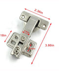 2 Piece Frameless Cabinet Door Hinges With 90 Degree Opening Soft Close Hydraulic Kitchen Hinges Made From Rust Resistant Cold Rolled Steel Nickel Plated Replacement Hardware For Cabinets 4 Holes, measurements shown