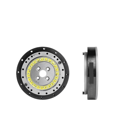 Front and side view of High Torque Strain Wave Gears Harmonic Reducer for NEMA 34 Servo Motor with 80mm flange, SHD-20.