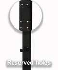 Detailed view of reserved holes on Tough As Nails Galvanized Steel EV Charger Station Box outdoor black cabinet for secure mounting.
