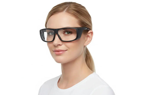 Heavy Duty Erb Laser Safety Glasses Built Different For 2940nm Erbium Yag Clinical Work shown on a female model.
