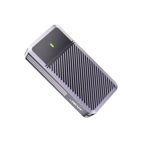 Next Level M.2 NVMe 2280 Hard Drive Enclosure With Thunderbolt 5 Hookup featuring sleek design and green indicator light.