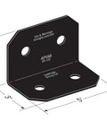 Dimensions of Avant Collection ZMAX Black Powder Coated 90 Degree Angle Bracket for 6X Outdoor Accents Pack of 12 shown.
