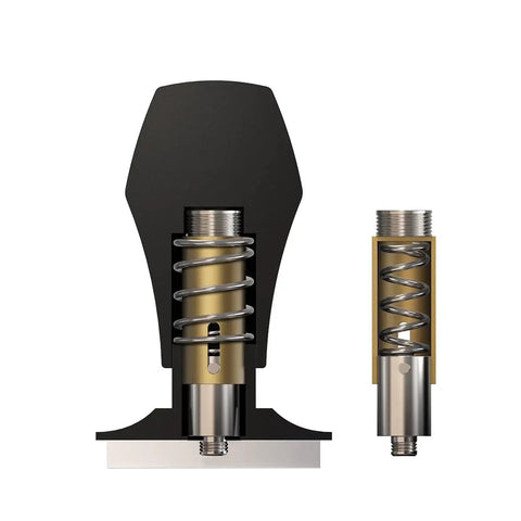 45.5mm Spring Loaded Coffee Tamper V4 For Flair Pro And Pro 2 Espresso Machines With 304 Stainless Flat Base, black handle cutaway view