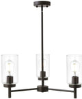 Dope Contemporary 3 Light Chandeliers With Rustic Clear Glass Shades Pendant Lighting In Oil Rubbed Bronze For Dining Room