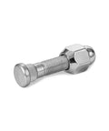 4 Piece M12x1.25 Wheel Lug Stud Nut Set For Nissan And Infiniti Vehicles Chrome lug nut and stud side view on white background