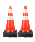28 Inch Traffic Cones Set Of 8, Heavy Duty Plastic Road Cones With Weighted Base, Orange PVC Safety Cones For Traffic And Parking