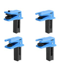 Four Piece Car Brake Line Plug Kit With Leak Proof Stop Clamp for different hose sizes in blue plastic on white background