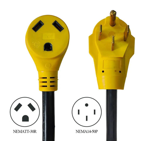 RV Power Adapter 50 Amp Male To 30 Amp Female Cable 12 Inch 10 3 STW NEMA 14 50P To TT 30R connectors