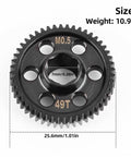Chrome Steel 0.5M 49T Spur Gear For Arrma Granite Mojave Typhon Grom Losi RC Trucks with dimensions and weight details
