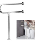 Sturdy 23.6 Inch Stainless Steel Handicap Toilet Grab Bar With T Shape Mount For Bathroom Safety Rails Wall And Floor Install No Slip Grip
