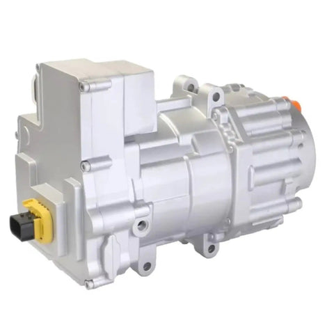 Heavy Duty 50Cc 800V R290 Dc Air Conditioner Electric Compressor, side view showcasing the electrical connector and mounting design.
