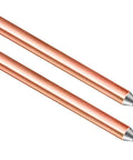 Beefed Up Copper Clad Ground Rod 8 Foot Bonded Electrical Grounding Electrode Five Eighth Inch UL Listed For Lightning Protection Signal Towers Fences Earthing And Industrial Use Two Rods, showing pair of copper-clad rods with pointed ends