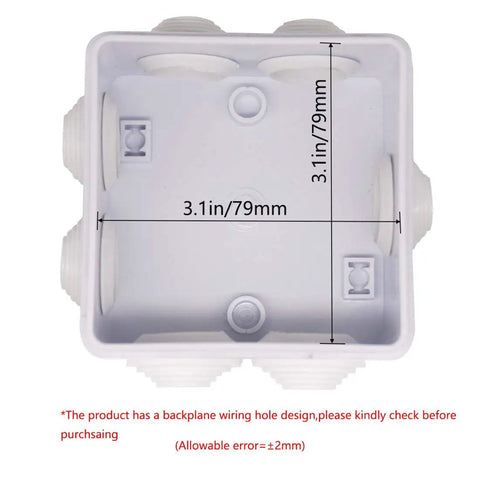 Top view of Absolute Kick-Ass Ip55 Waterproof And Dust-Shield Abs Plastic Electrical Junction Box, 3.1in size with six cable entry ports.