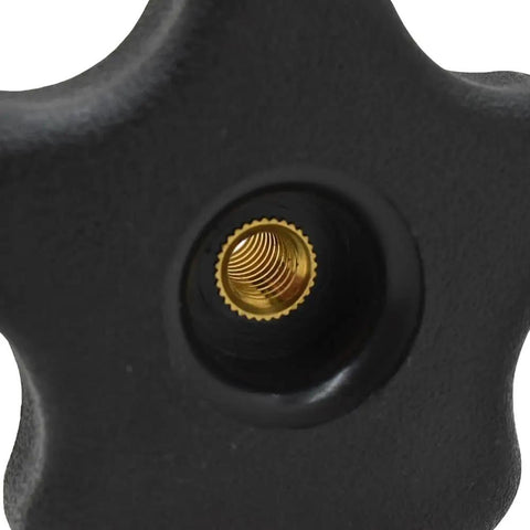Five Pack 1/4 20 Thread 5 Star Thru Design Knobs No Sweat Tool Free Adjustments Rock Solid Handle Grip view of threaded opening