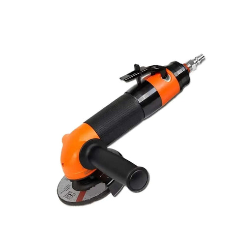 Rugged 4 Inch Pneumatic Angle Grinder And Demolition Grinding Machine Smooth Air Powered Workshop Workhorse Built Like A Tank For No Sweat Heavy Duty Metal Cutting Jobs, showing orange and black design.