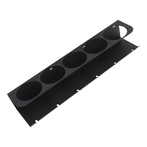 Top Notch Wall Mount Storage Rack For Spray Bottles And Pneumatic Gear Carbon Steel Garage Organizer with four circular slots.