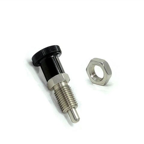 Rock Solid Index Plunger With Hex Turn Collar And Knockout Aluminum Spring Knob Locking System Screw Mount M16L Precision Location Pin Hardware For Serious Shop Fixtures One Piece with hex nut