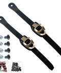 2 Set Inline Skate Straps With Adjustable Buckle, Universal Replacement Latches And Mount Screws Nuts Kit, black 210mm straps