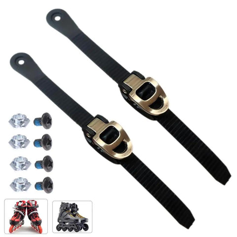 2 Set Inline Skate Straps With Adjustable Buckle, Universal Replacement Latches And Mount Screws Nuts Kit, black 210mm straps