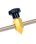 Close-up of Pro Grade Built Tough Double Wheel Roller Guide Tool For Torch AG60 PT31 highlighting brass clamp and stainless steel rod.