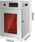 Straight Up Stainless Steel 360 Degree Rotary Food Dehydrator And Sausage Dryer with door showcase and digital display.
