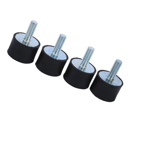 Rugged Heavy Duty Rubber Mounts And Vibration Isolation Shock Absorber For Medical And Mechanical Equipment Reduces Noise And Protects Gear With Durable Rubber And Zinc Coated Steel M8x23 VD30x20, four black mounts