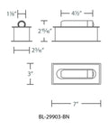 Diagram of Adjustable Wall Mounted LED Reading Light dimensions, showing measurements for surface or recessed mount options.