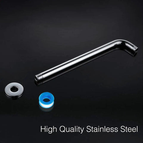 Extra Long Shower Arm Extension With Flange In Stainless Steel Wall Mount Extender Pipe For Showerheads 15 Inch Chrome Finish