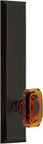 Fifth Avenue Tall Plate Baguette Amber Knob Single Dummy in timeless bronze, solid forged brass for 84 inch doors.