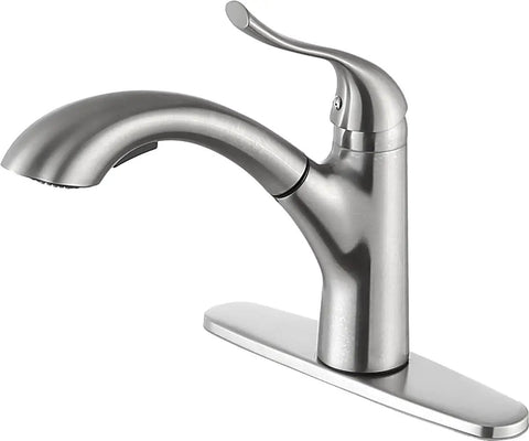 Navona Series Ten Point Zero Four Inch Pull Out Sprayer Kitchen Faucet With Single Handle And 1.8 GPM Flow Brass Interior