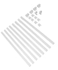 Super Slick Peel And Stick Cable Raceway Cover For TV And Office Walls Strong Adhesive Cord Hider Kit assorted white cable raceway pieces.