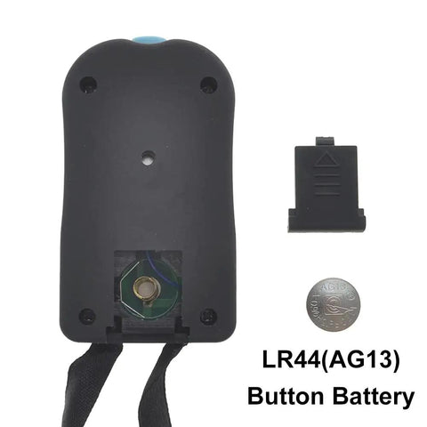 Straight Up Reliable Electric Hand Tally Counter With Comfortable Neck Strap LCD screen back view with battery compartment.