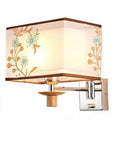 Slick Modern Swing Arm Wall Lamp With Adjustable Neck And Rectangular Fabric Shade For Easy Reading And Ambient Glow E27 Socket Hardwired Bedroom Hallway Living Room Modern Chinese Style Fresh Swank Led 10 Inch, showcasing ornate floral design on fabric shade.