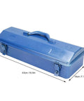 Heavy Duty Iron Tool Chest Organizer With Secure Padlock Clasp And Dual Carry Grips, blue toolbox, 43cm, 18cm, ideal for mechanics
