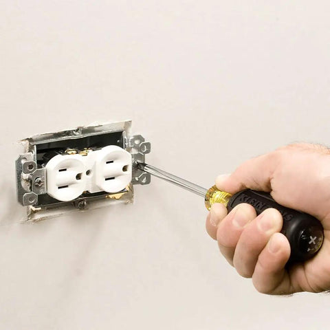 Using Five Piece Precision Screwdriver Set With Machined Tips For A Tight Fit Phillips And Slotted to install outlet