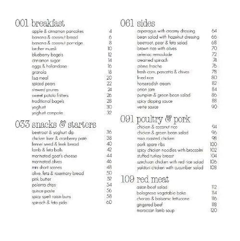 Page with table of contents from Quick Fix Thermomix Recipe Book Loaded With Easy Weeknight Dinners And Killer Meal Prep Hacks.