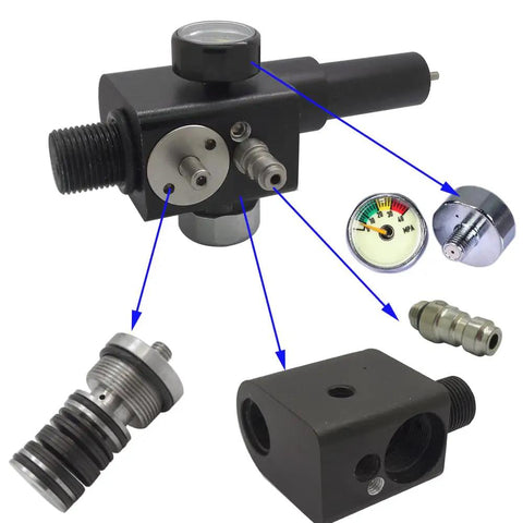 12G CO2 To PCP Regulated Conversion Kit For Crosman Pistols 1377 2240 1322 2250 with aluminum alloy body leak tight at 4500 PSI