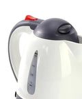 Heavy Duty 24V Electric Kettle For Trucks Built Like A Tank With Auto Shut Off 1 Liter Portable Water Heater close-up showing spout and handle.