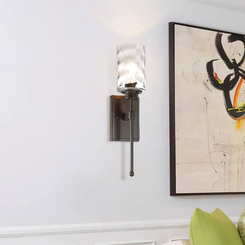 Dark Bronze 1 Light Wall Sconce With Clear Glass Shade Hardwired Bathroom Vanity Light For Bedroom And Living Room Sleek Classic Transitional Style Easy Install