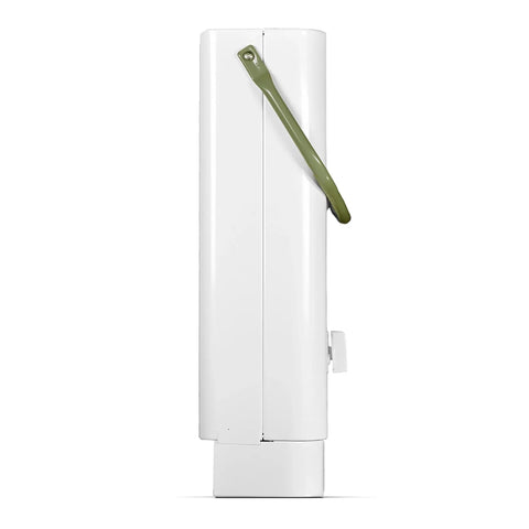 Side view of the Top Shelf Portable Tankless Hot Water Heater Delivers Fast Five Liter Per Minute Hot Flow No Sweat for outdoor use.