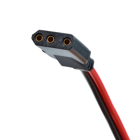 Beefy 12V CB Radio Power Cord Replacement 2 Wire 3 Pin With Stripped Ends Four Point Eight Feet Fused Cable close-up of plug