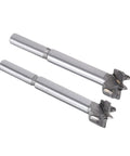 Pro Grade Carbide Tipped Forstner Drill Bits Set With 16mm And 17mm Hole Saw Blades showing two bits for woodworking projects.